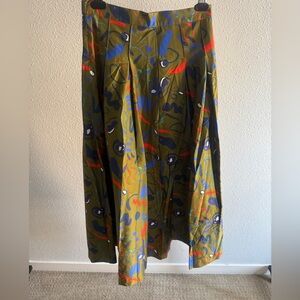 Hunter Bell Green A-Line Midi Skirt Resort Wear